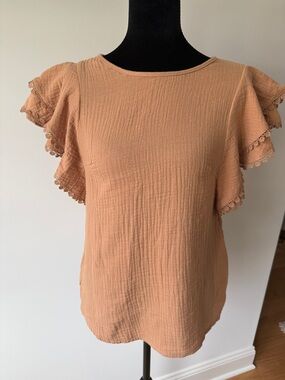Hem & Thread Terracotta Flutter Sleeve Blouse